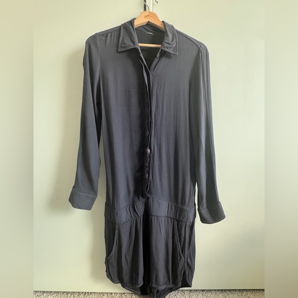 Monrow Navy/Slate Button-Up Romper